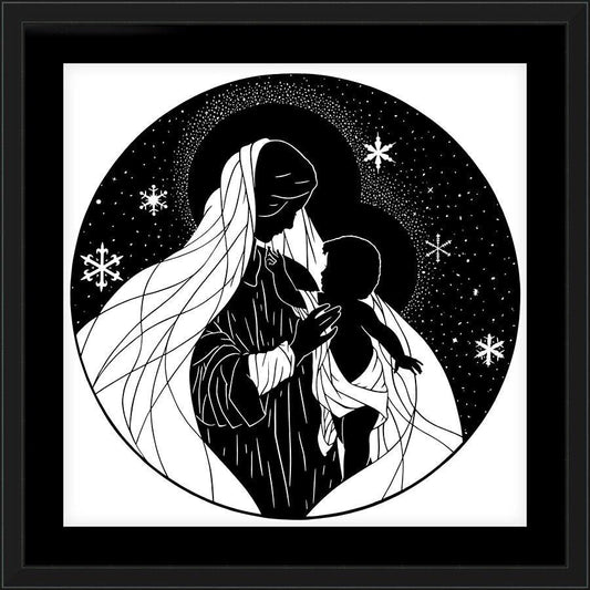 Wall Frame Black, Matted - Our Lady of the Snows by D. Paulos