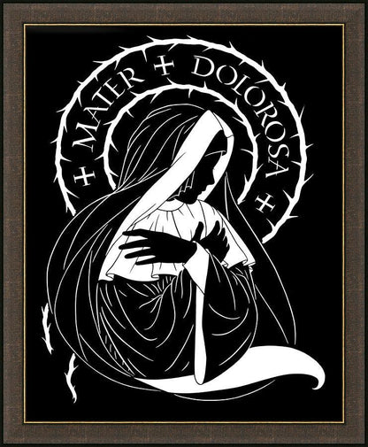Wall Frame Espresso - Mater Dolorosa - Mother of Sorrows by D. Paulos
