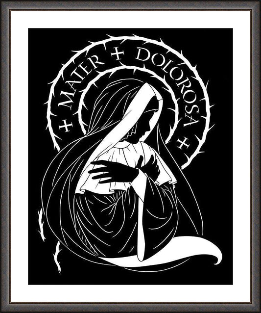 Wall Frame Espresso, Matted - Mater Dolorosa - Mother of Sorrows by D. Paulos