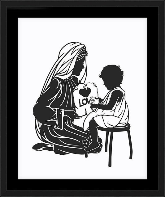 Wall Frame Black, Matted - Our Lady Teacher by D. Paulos