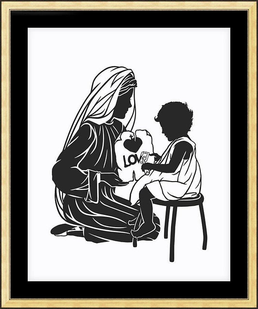 Wall Frame Gold, Matted - Our Lady Teacher by D. Paulos