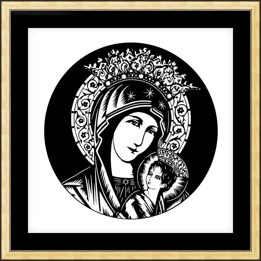 Wall Frame Gold, Matted - Our Lady of Perpetual Help - Detail by Dan Paulos - Trinity Stores