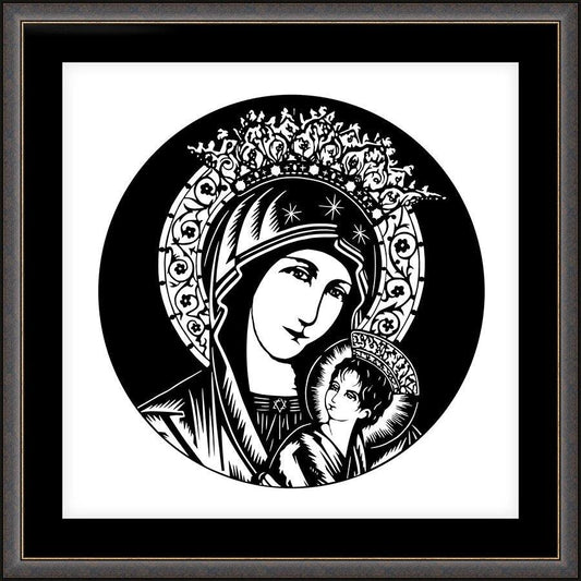 Wall Frame Espresso, Matted - Our Lady of Perpetual Help - Detail by D. Paulos