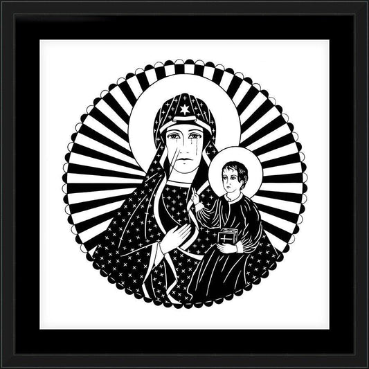 Wall Frame Black, Matted - Mother of Poland by D. Paulos