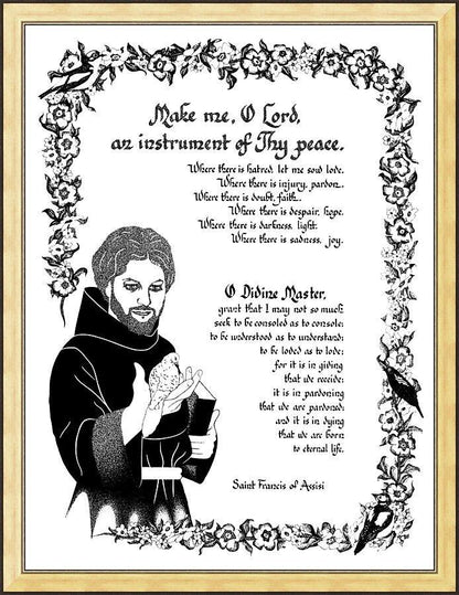 Wall Frame Gold - Prayer of St. Francis by D. Paulos