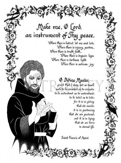 Wall Frame Black, Matted - Prayer of St. Francis by D. Paulos