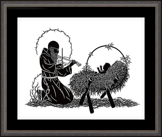 Wall Frame Espresso, Matted - Bl. Solanus Casey and Infant Jesus by D. Paulos