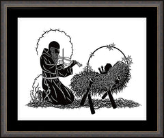 Wall Frame Espresso - Bl. Solanus Casey and Infant Jesus by D. Paulos