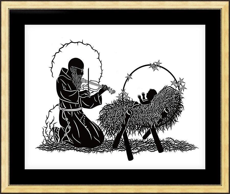 Wall Frame Gold, Matted - Bl. Solanus Casey and Infant Jesus by Dan Paulos - Trinity Stores