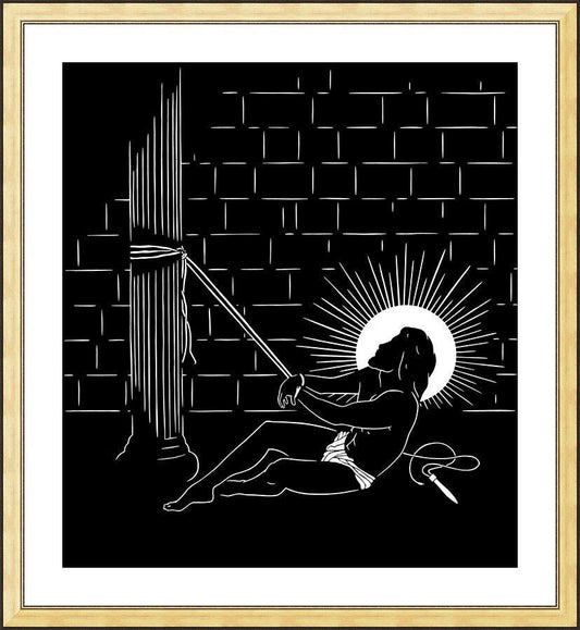Wall Frame Gold, Matted - Scourging by D. Paulos