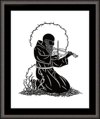 Wall Frame Espresso - Bl. Solanus Casey Violin by D. Paulos