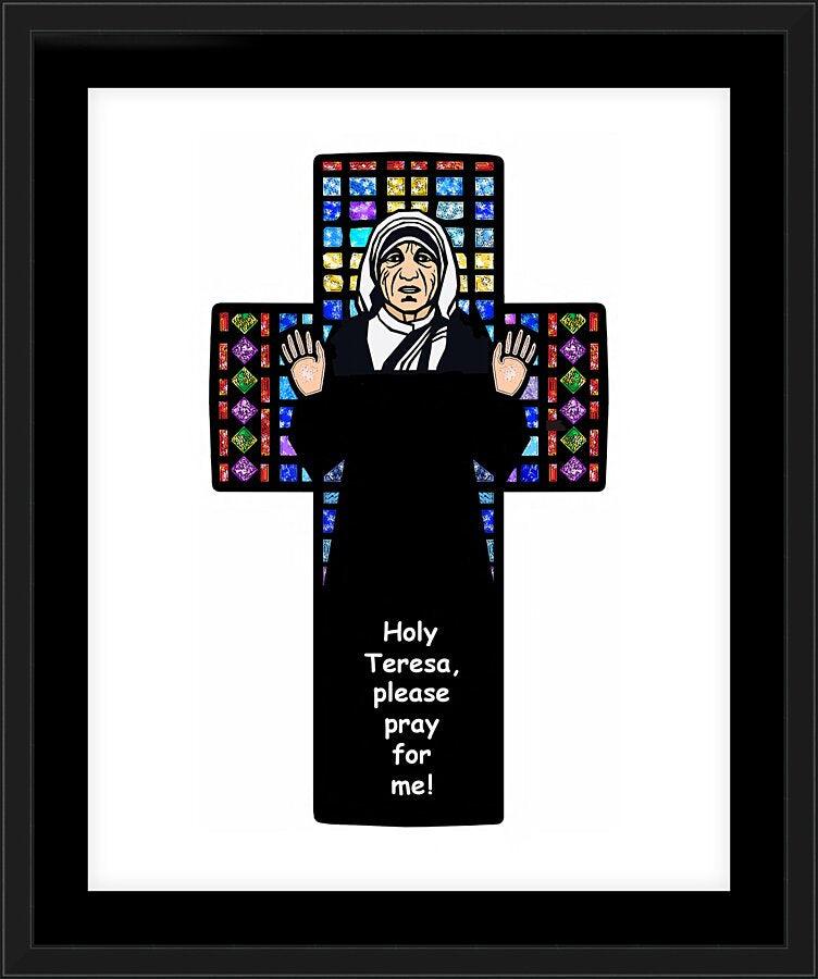 Wall Frame Black, Matted - St. Teresa of Calcutta Cross by Dan Paulos - Trinity Stores