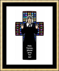 Wall Frame Gold - St. Teresa of Calcutta Cross by D. Paulos