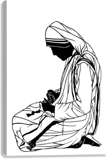 Canvas Print - St. Teresa of Calcutta - Kneeling by Dan Paulos - Trinity Stores