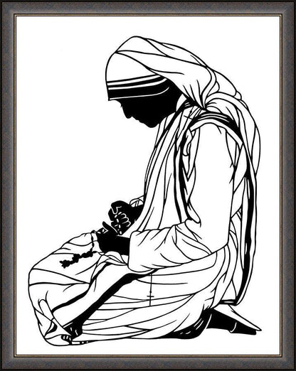 Wall Frame Espresso - St. Teresa of Calcutta - Kneeling by D. Paulos