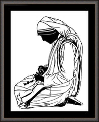Wall Frame Espresso - St. Teresa of Calcutta - Kneeling by D. Paulos