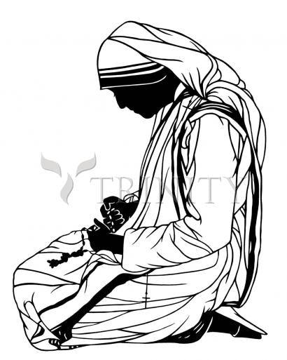Canvas Print - St. Teresa of Calcutta - Kneeling by Dan Paulos - Trinity Stores