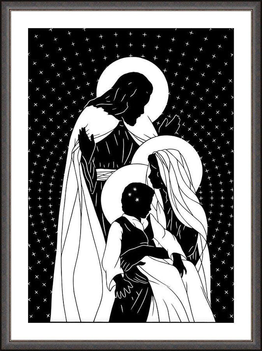 Wall Frame Espresso, Matted - Holy Family by D. Paulos