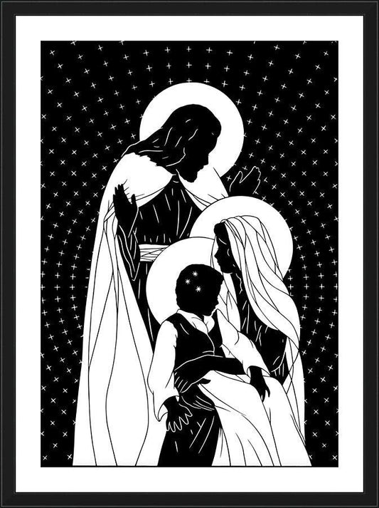 Wall Frame Black, Matted - Holy Family by D. Paulos