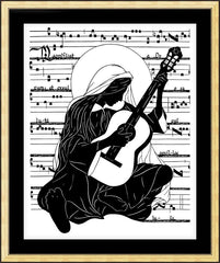Wall Frame Gold - Magnificat - Guitar by D. Paulos