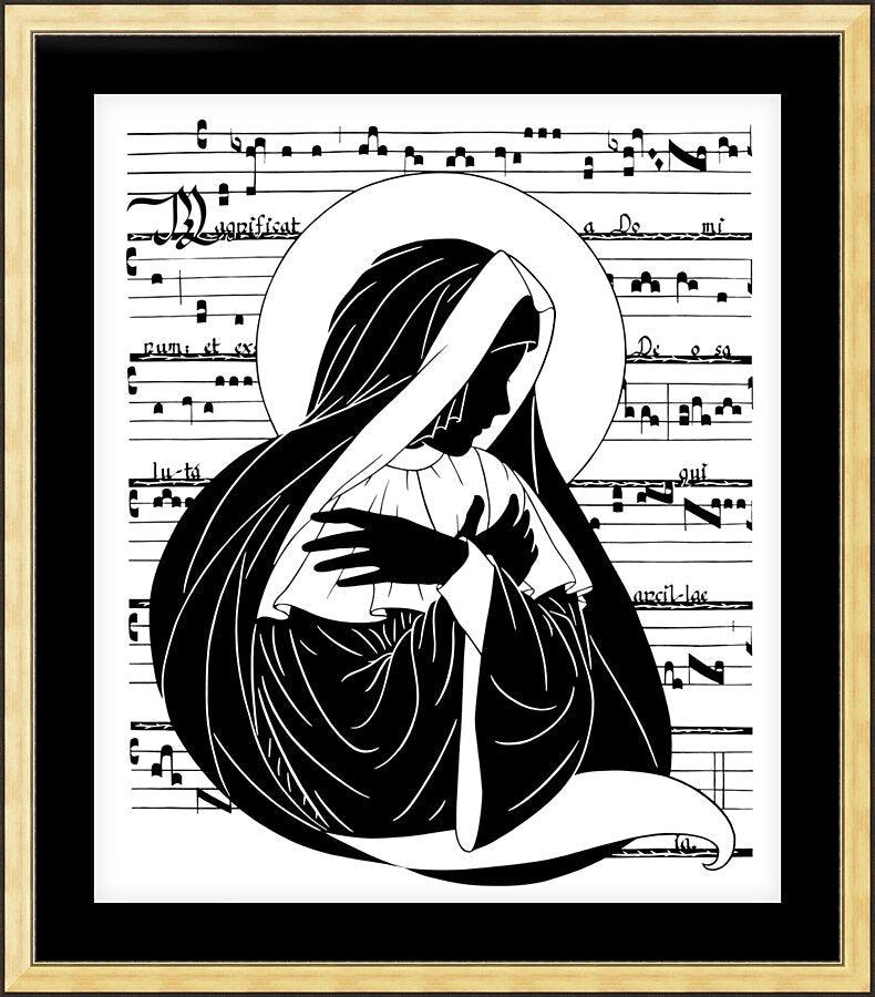 Wall Frame Gold, Matted - Magnificat - Folded Hands by D. Paulos
