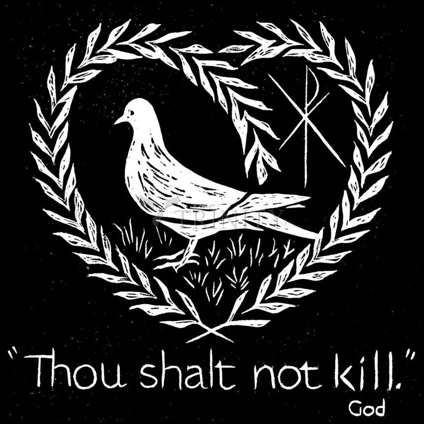 Wall Frame Black, Matted - Thou Shalt Not Kill by Dan Paulos - Trinity Stores