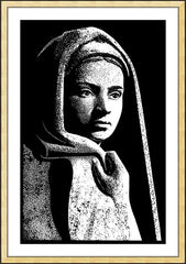 Wall Frame Gold - St. Bernadette in Lourdes, Drawing of Vilon's statue by D. Paulos