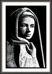 Wall Frame Espresso - St. Bernadette in Lourdes, Drawing of Vilon's statue by D. Paulos