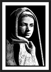 Wall Frame Black - St. Bernadette in Lourdes, Drawing of Vilon's statue by D. Paulos