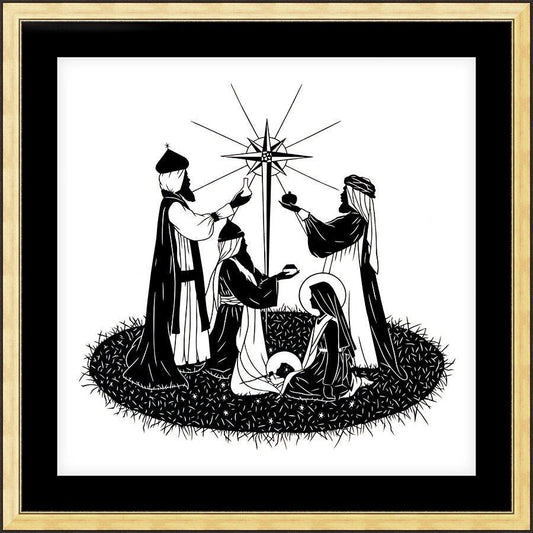 Wall Frame Gold, Matted - We Three Kings by D. Paulos