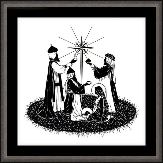 Wall Frame Espresso, Matted - We Three Kings by D. Paulos