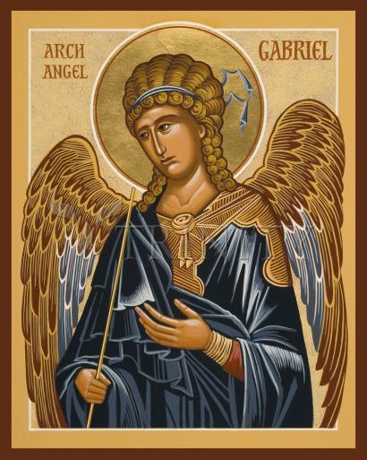 Wall Frame Espresso, Matted - St. Gabriel Archangel by Joan Cole - Trinity Stores