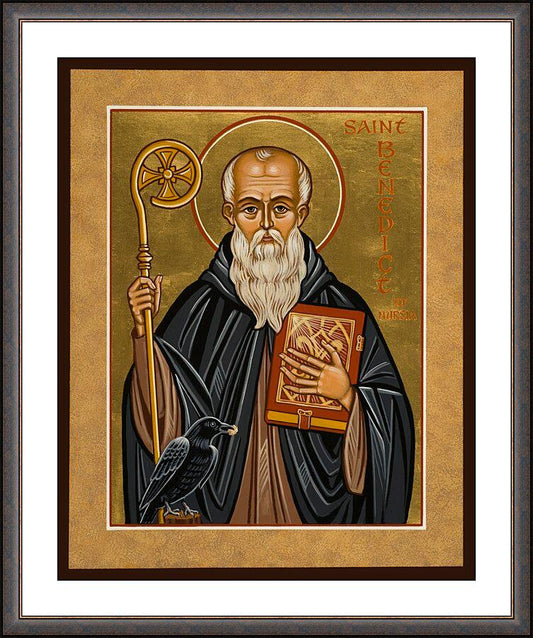 Wall Frame Espresso, Matted - St. Benedict of Nursia by J. Cole