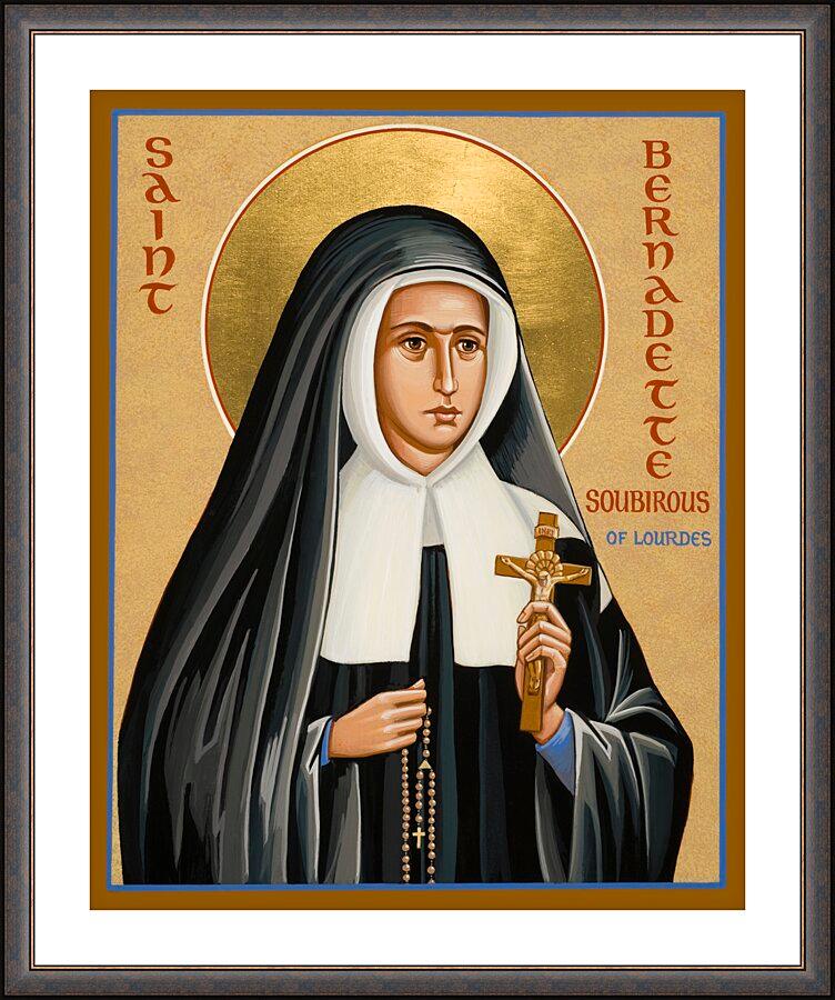 Wall Frame Espresso, Matted - St. Bernadette of Lourdes by Joan Cole - Trinity Stores