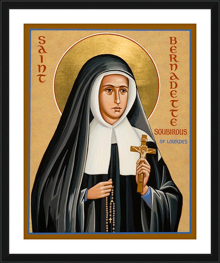 Wall Frame Black, Matted - St. Bernadette of Lourdes by Joan Cole - Trinity Stores