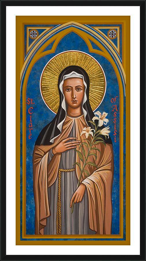 Wall Frame Black, Matted - St. Clare of Assisi by J. Cole