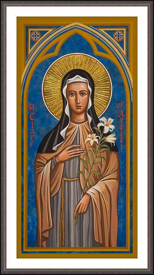 Wall Frame Espresso, Matted - St. Clare of Assisi by J. Cole