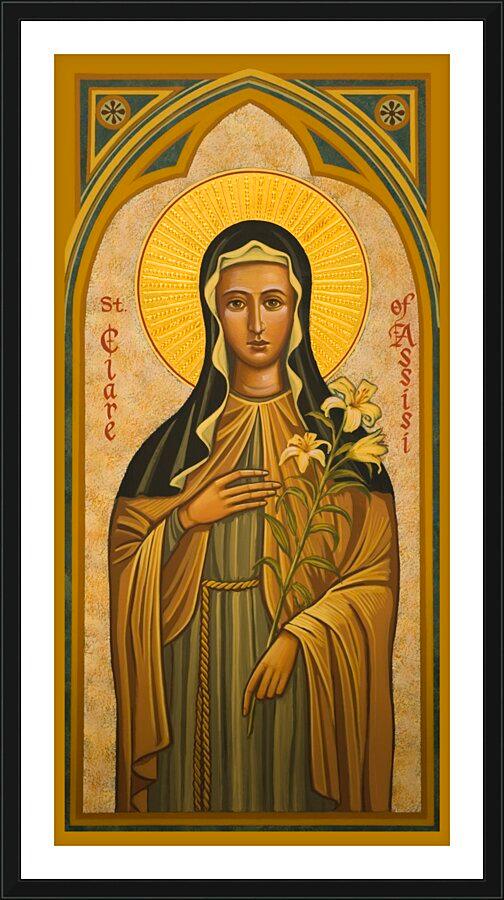 Wall Frame Black, Matted - St. Clare of Assisi by J. Cole