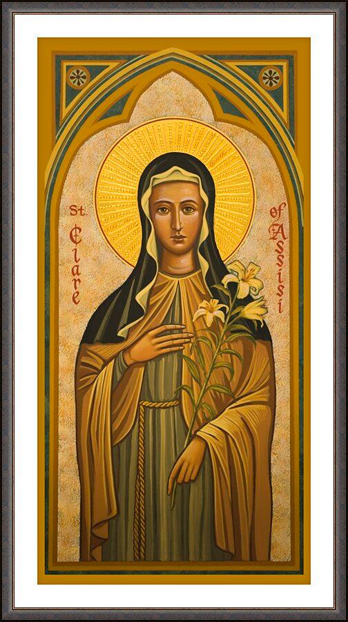 Wall Frame Espresso, Matted - St. Clare of Assisi by J. Cole