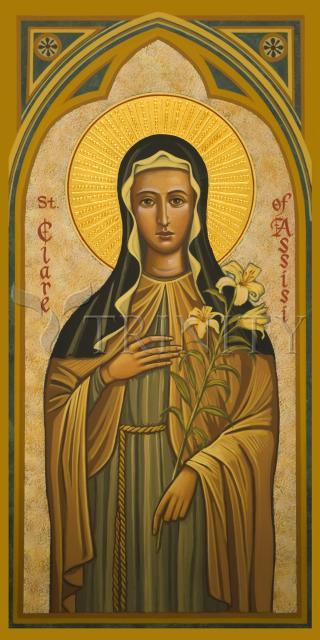 Wall Frame Gold, Matted - St. Clare of Assisi by J. Cole