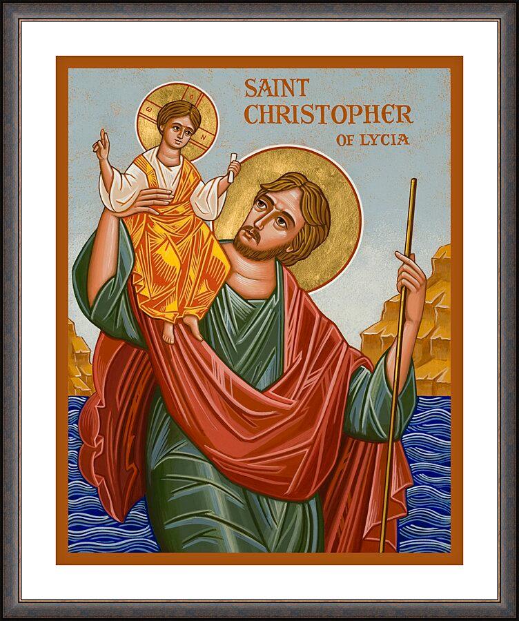 Wall Frame Espresso, Matted - St. Christopher by Joan Cole - Trinity Stores