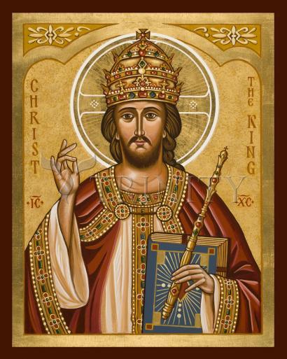 Wall Frame Espresso, Matted - Christ the King by Joan Cole - Trinity Stores