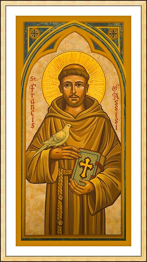 Wall Frame Gold, Matted - St. Francis of Assisi by J. Cole
