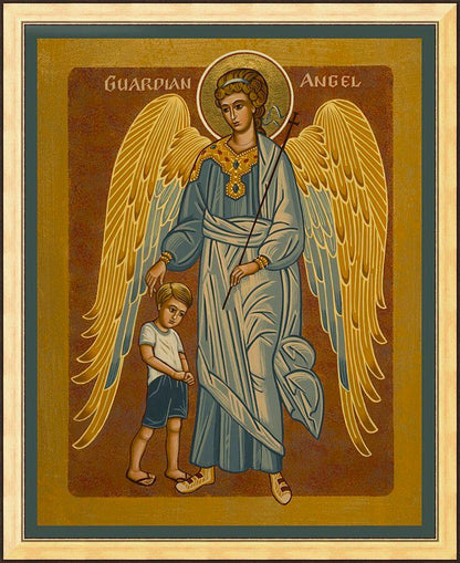Wall Frame Gold - Guardian Angel with Boy by J. Cole