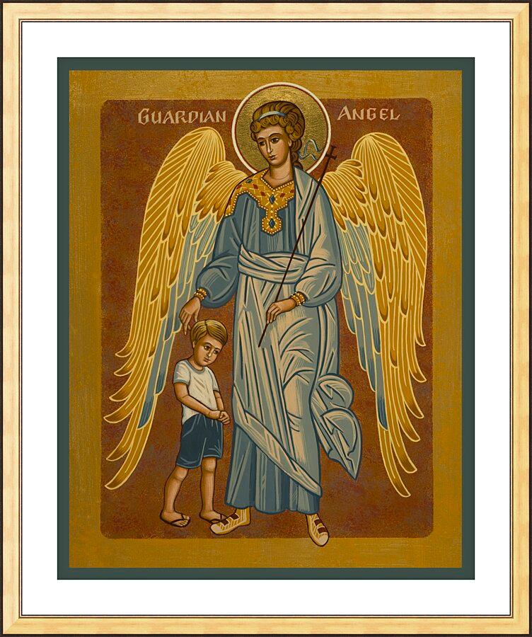 Wall Frame Gold, Matted - Guardian Angel with Boy by Joan Cole - Trinity Stores