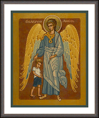 Wall Frame Espresso - Guardian Angel with Boy by J. Cole
