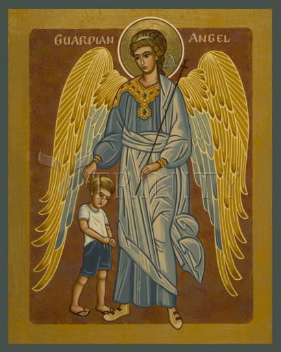 Wall Frame Black, Matted - Guardian Angel with Boy by J. Cole