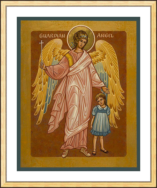 Wall Frame Gold, Matted - Guardian Angel with Girl by J. Cole