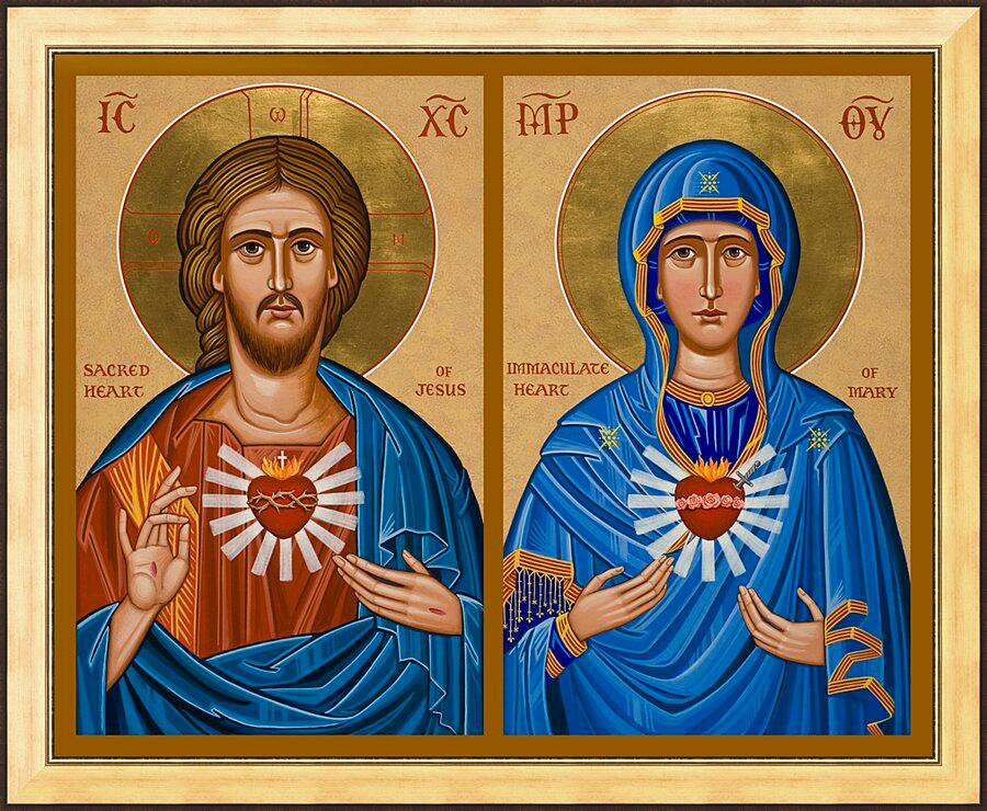 Wall Frame Gold - Jesus and Mary - Two Hearts by J. Cole