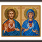 Wall Frame Espresso, Matted - Jesus and Mary - Two Hearts by Joan Cole - Trinity Stores